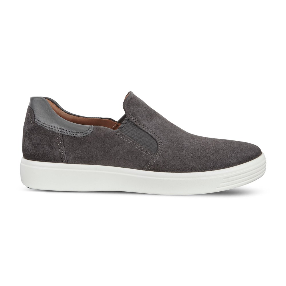 ECCO Mens Slip On Dark Grey - Soft 7 Sneakerss - MKY-986103